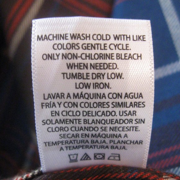 Swiss Tech Mens Plaid Shirt sz L (42-44) Rust Brown Dark Blue - Picture 10 of 10